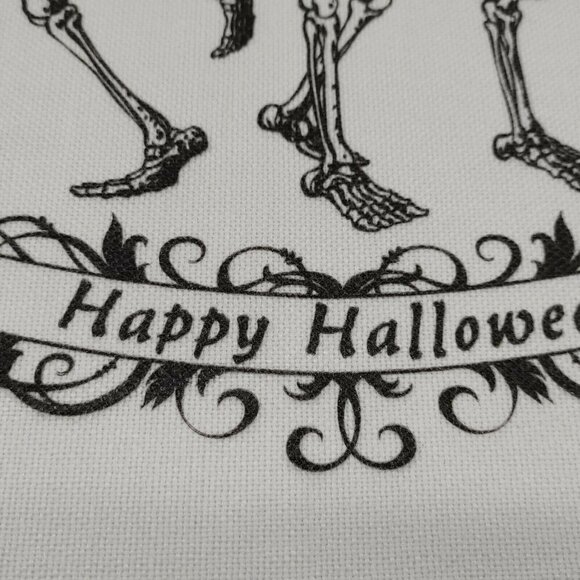 Dancing Skeletons Happy Halloween Square Pillow Cover With Zipper Closure White - Picture 7 of 11